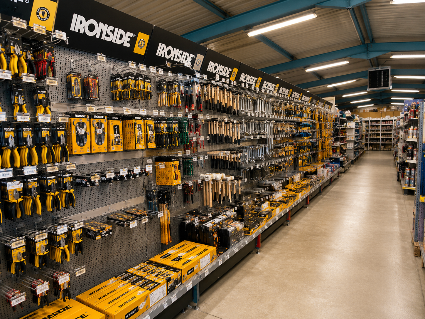 Ironside handgereedschap in een lange premium presentatie in de winkel van IJzerwaren De Balans